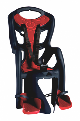 Сиденье задн. Bellelli Pepe Сlamp (на багажник) до 22кг, черное с красной подкладкой