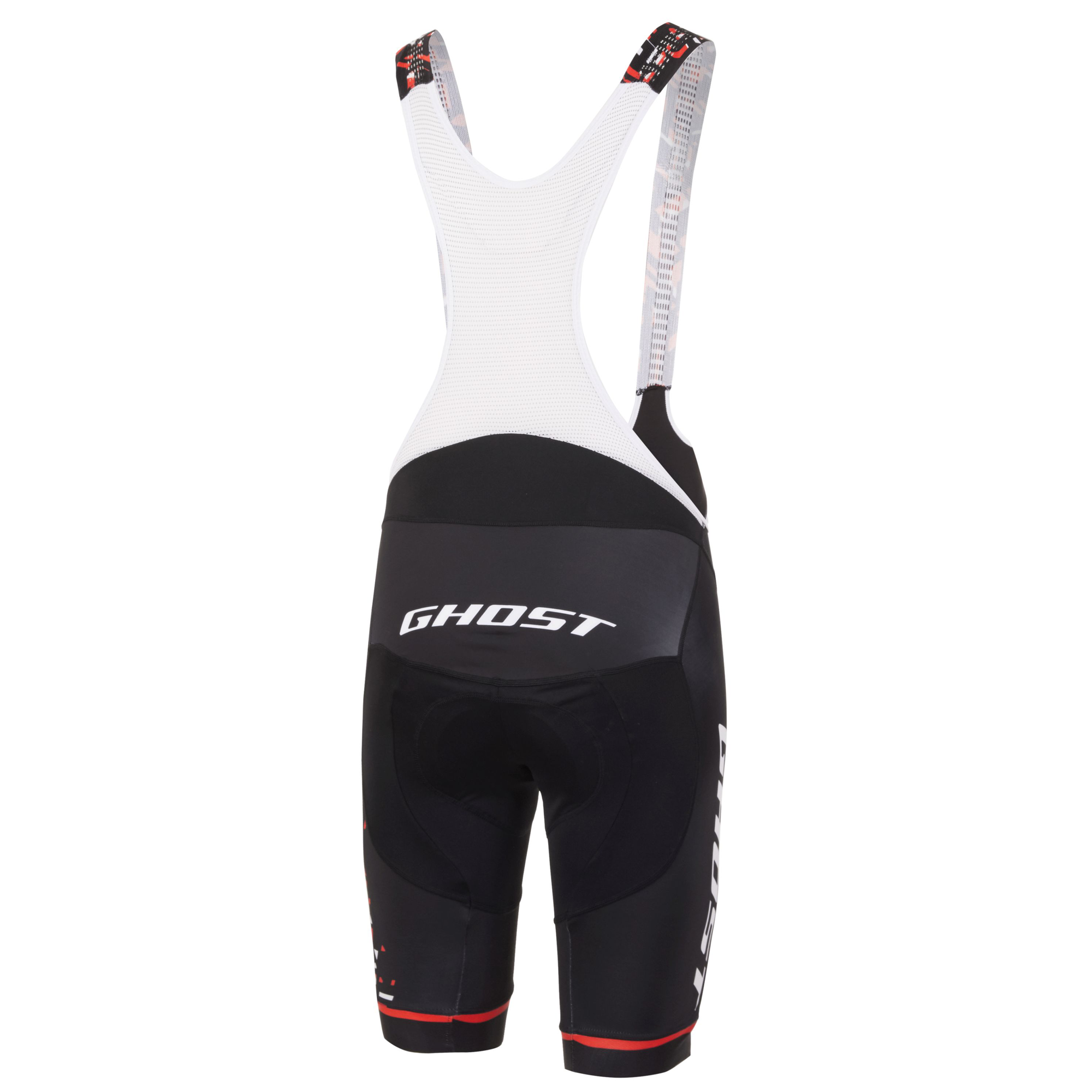 Велошорты Ghost Factory Racing Bib Shorts, Черно-красно-белый