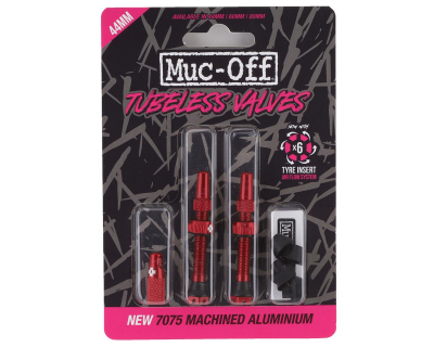 Вентили для бескамерных колес MUC-OFF Tubeless Presta Valve, 44 мм, красные