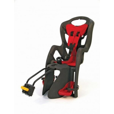 Детское велокресло Bellelli Pepe Standart Multifix черное с красной подкладкой