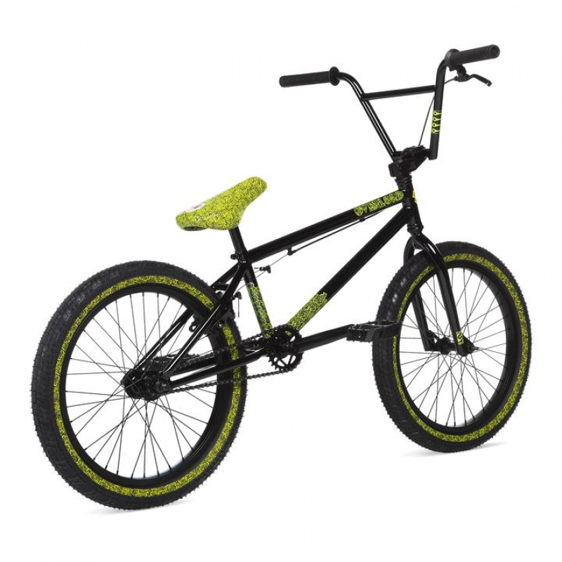 Велосипед BMX Stolen Overlord 20" Black w/Reflective Yellow 2020