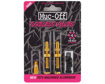 Вентили для бескамерных колес MUC-OFF Tubeless Presta Valve, 44 мм, золотые