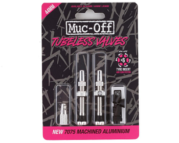 Вентили для бескамерных колес MUC-OFF Tubeless Presta Valve, 44 мм, серебряные