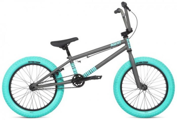 Велосипед BMX Stolen Agent 18" Matte Raw w/Caribbean-green Tires 2020