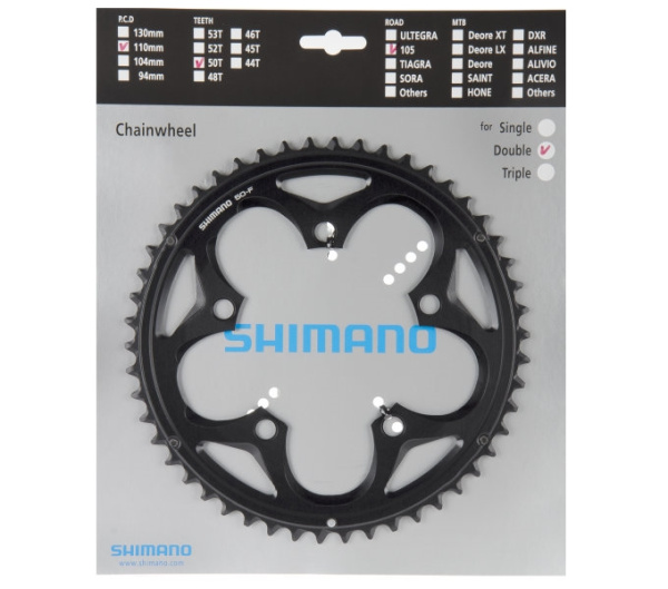 Зірка шатунів Shimano FC-5750 Shimano 105, 50зуб. 10-зв, чорний (5-лапка)