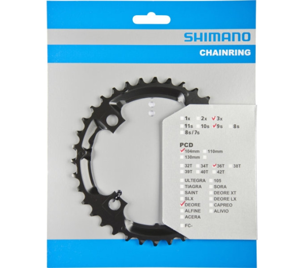 Зірка шатунів Shimano FC-M590 DEORE, 36зуб. чорн, 9-швидк