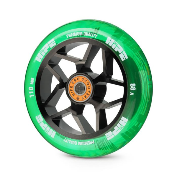 Колесо для трюкового самоката Hipe Star 110 мм, Black/Transparent/Green