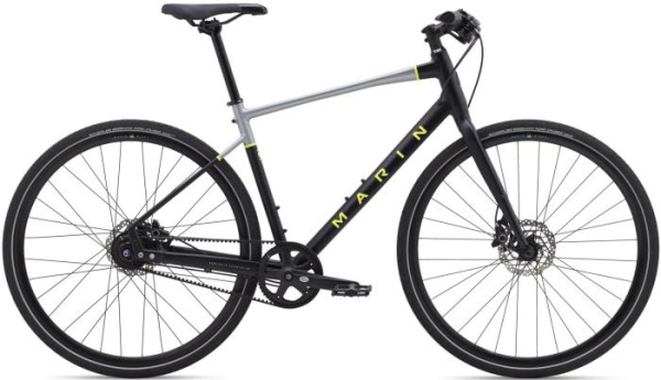 Городской велосипед 28" Marin PRESIDIO 3 рама - L 2021 Satin Black/Charcoal/Gloss Hi-Vis Yellow