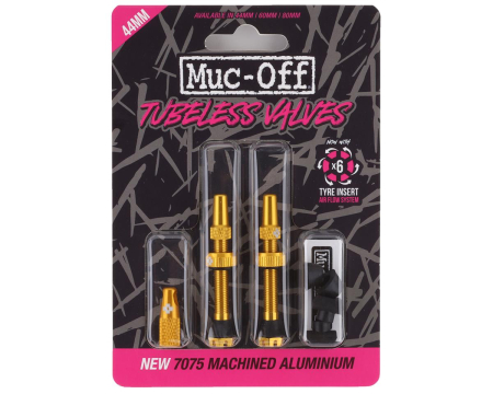 Вентили для бескамерных колес MUC-OFF Tubeless Presta Valve, 44 мм, золотые
