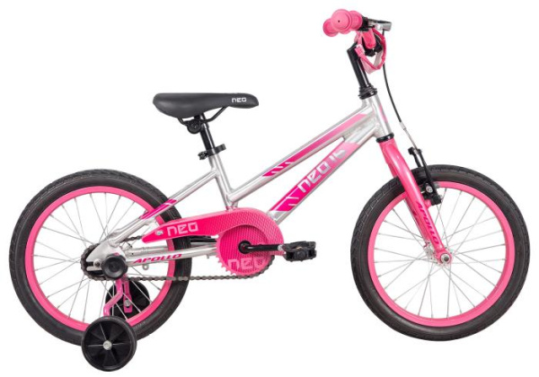 Детский велосипед Apollo NEO girls 16", Brushed Alloy / Pink / Dark Pink Fade
