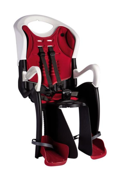 Сиденье задн. Bellelli Tiger Standart B-fix до 22кг, чёрно-белое с красной подкладцой