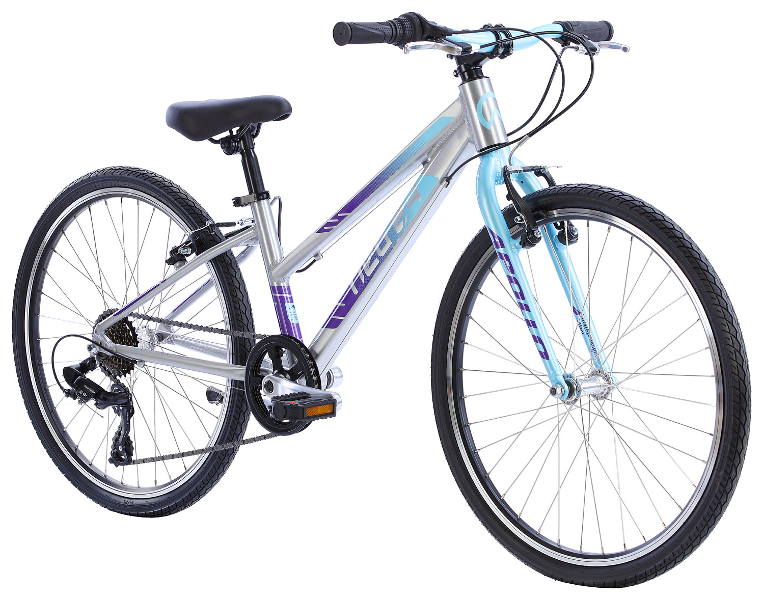Детский велосипед Apollo NEO 7s girls 24", Brushed Alloy / Ice Blue / Purple Fade
