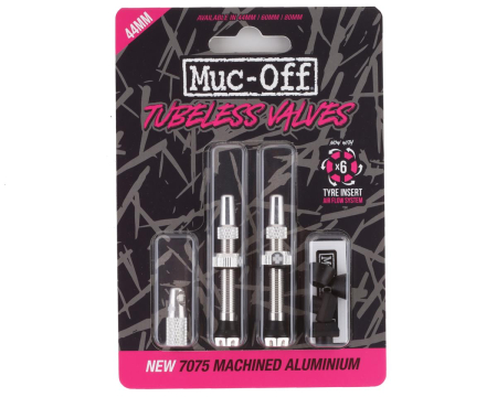 Вентили для бескамерных колес MUC-OFF Tubeless Presta Valve, 44 мм, серебряные