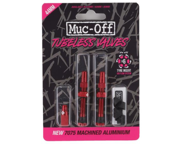 Вентили для бескамерных колес MUC-OFF Tubeless Presta Valve, 44 мм, красные