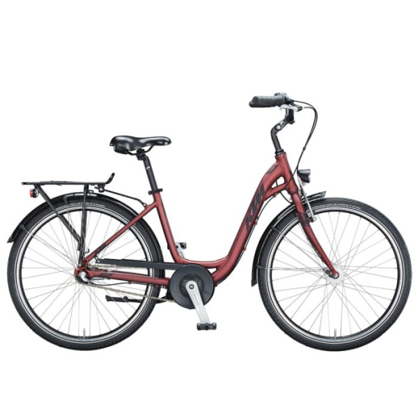 Городской велосипед KTM City Fun 26" бордовый (черно-серый) 2021