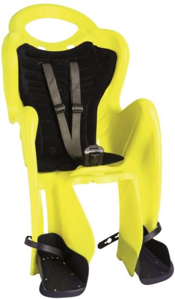 Сиденье задн. Bellelli Mr Fox Standart B-fix до 22кг, неоново-жёлтое с чёрной подкладкой (Hi Vision)