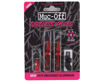 Вентили для бескамерных колес MUC-OFF Tubeless Presta Valve, 44 мм, красные