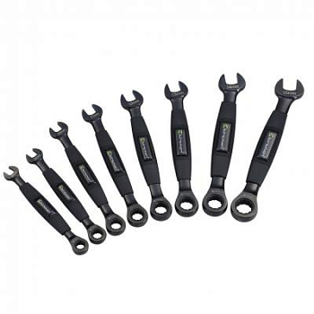 Набор комбинированных ключей с трещёткой и прорезиненной ручкой Birzman