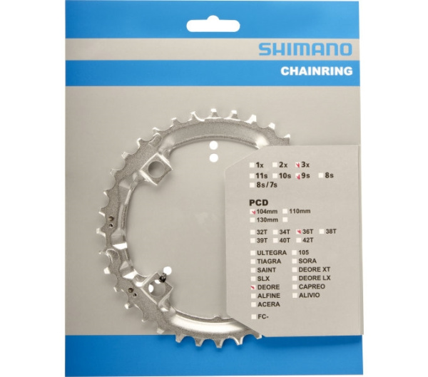 Зірка шатунів Shimano FC-M510 DEORE, 36зуб. срібл. 9-швидк