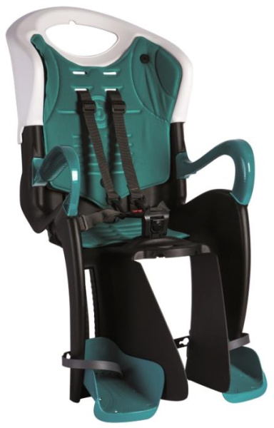 Сиденье задн. Bellelli Tiger Standart B-fix до 22кг, чёрно-белое с бирюзовой подкладкой
