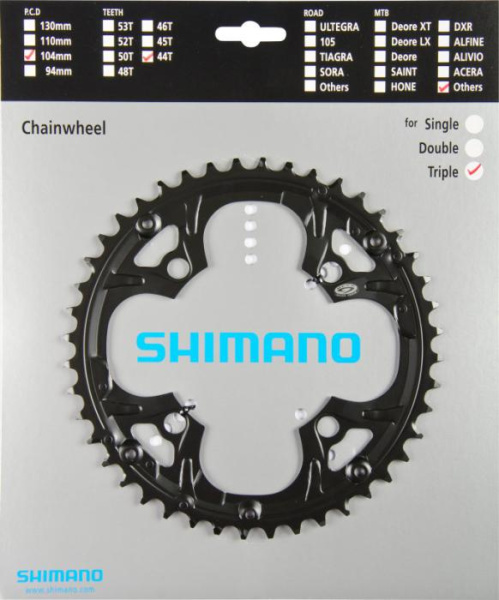 Зірка шатунів Shimano FC-M448/442, 44зуб, чорний, 9-швидк