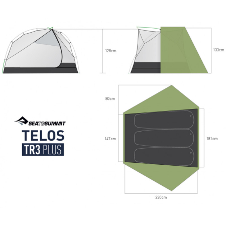 Палатка трехместная Telos TR3 Plus, Fabric Inner, Sil/PeU, Green от Sea to Summit
