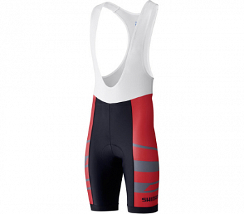 Велошорты Shimano Team с лямками, Красный