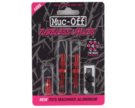 Вентили для бескамерных колес MUC-OFF Tubeless Presta Valve, 44 мм, красные