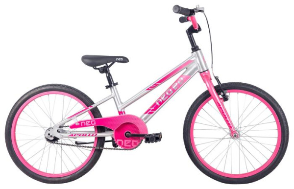 Детский велосипед Apollo NEO girls 20", Brushed Alloy / Pink / Dark Pink Fade