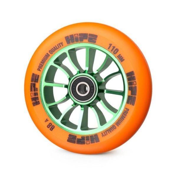 Колесо для трюкового самоката Hipe H01 110 мм, Green/Orange
