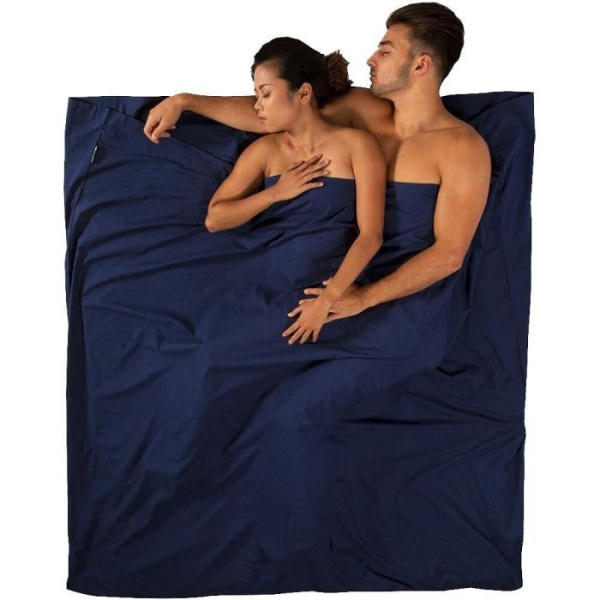 Вкладыш в спальник Premium Cotton Travel Liner Double, 185 см, Navy Blue от Sea to Summit