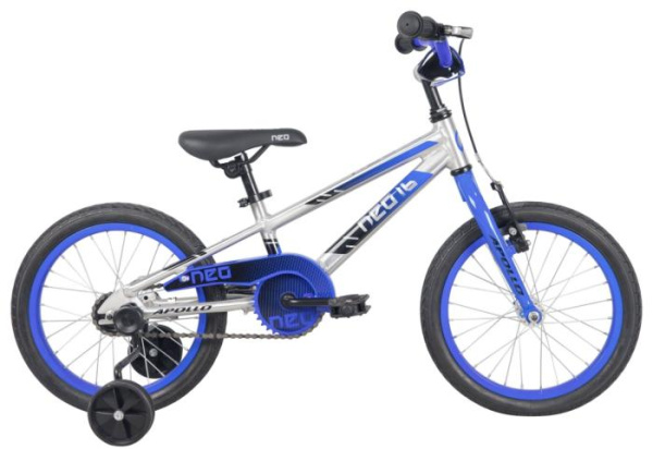 Детский велосипед Apollo NEO boys 16", Brushed Alloy / Blue / Black Fade