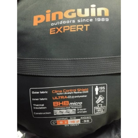 Спальный мешок Pinguin Expert (-8°С/-16°С), 185 см - Right Zip, Grey 2020