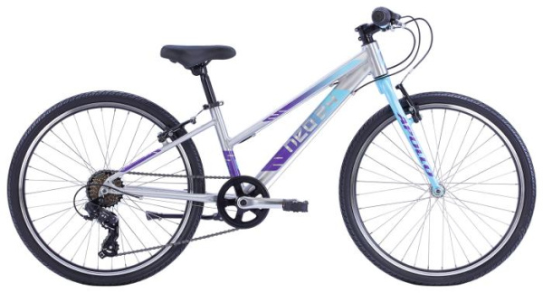 Детский велосипед Apollo NEO 7s girls 24", Brushed Alloy / Ice Blue / Purple Fade