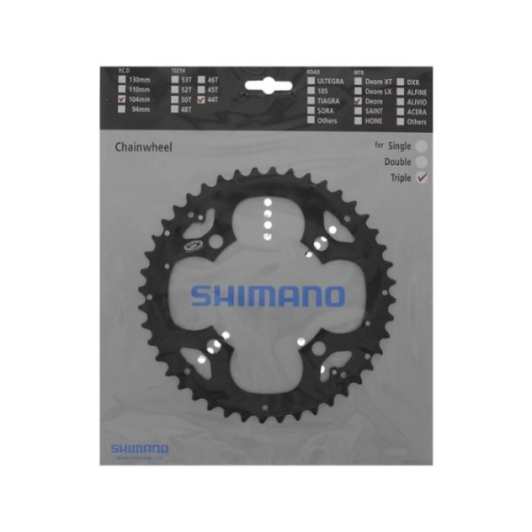 Зірка шатунів Shimano FC-M530 DEORE, 44зуб, сумісна с захистом, чорн, 9-швидк.